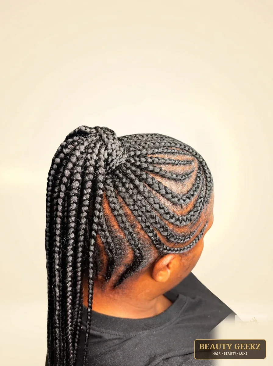 Cornrow ponytail by Beauty Geekz