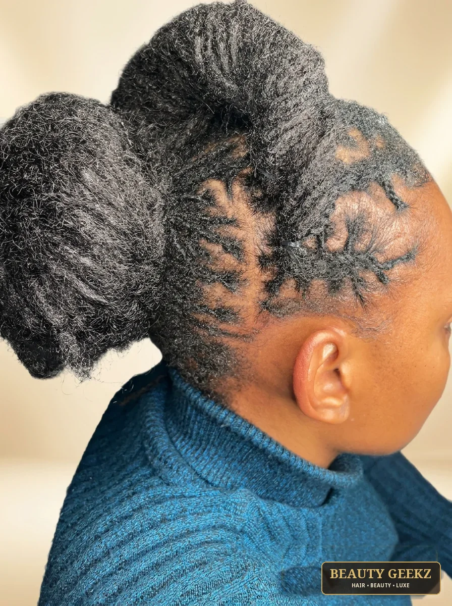 Natural braided updo by Beauty Geekz