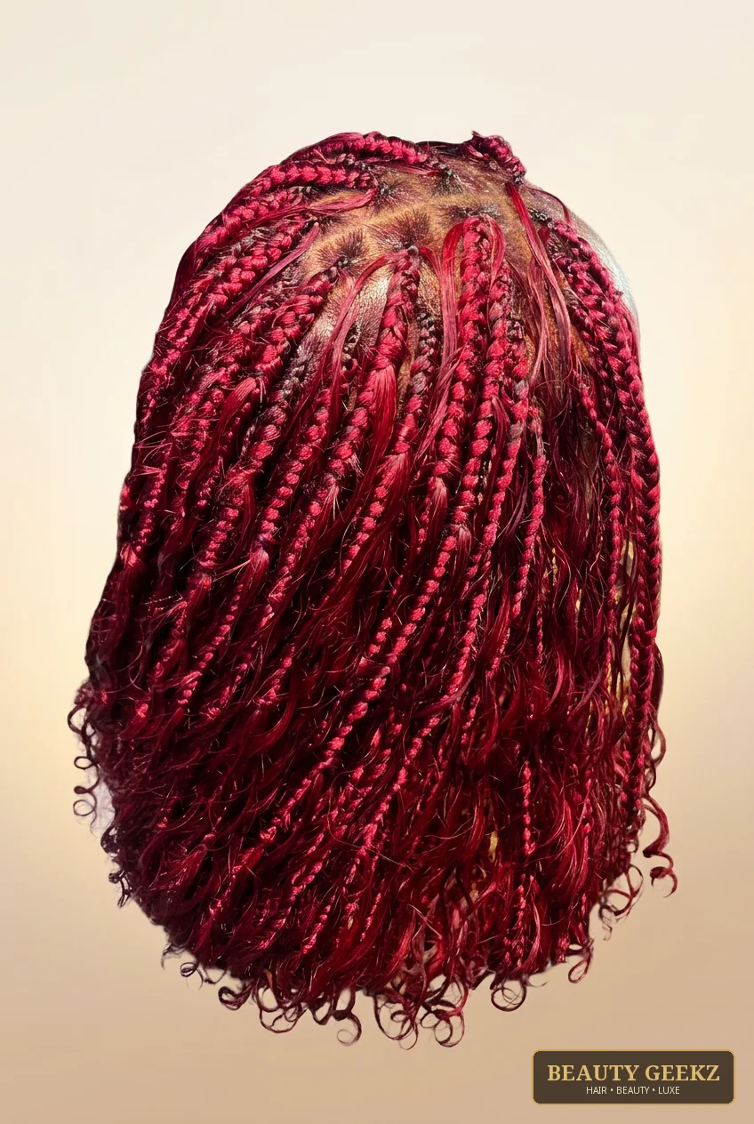 Burgundy boho braids by Beauty Geekz