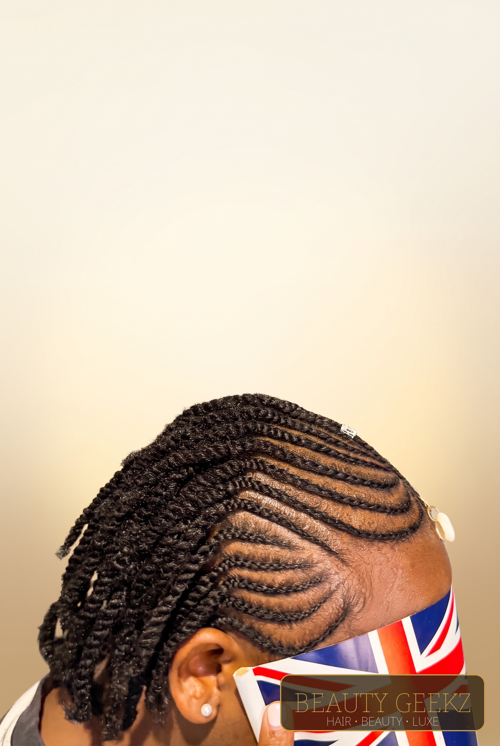 Natural hair cornrows into twists by Beauty Geekz