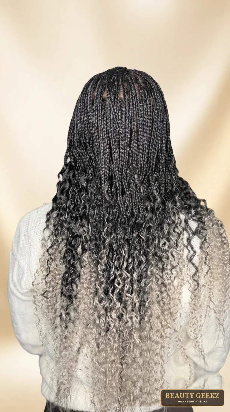 Black to silver boho braids by Beauty Geekz