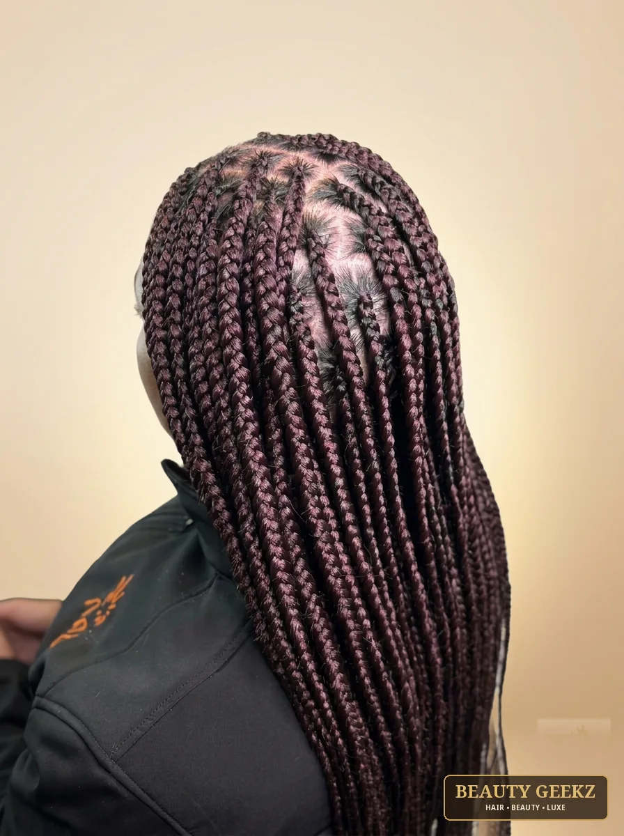 Burgundy braids by Beauty Geekz