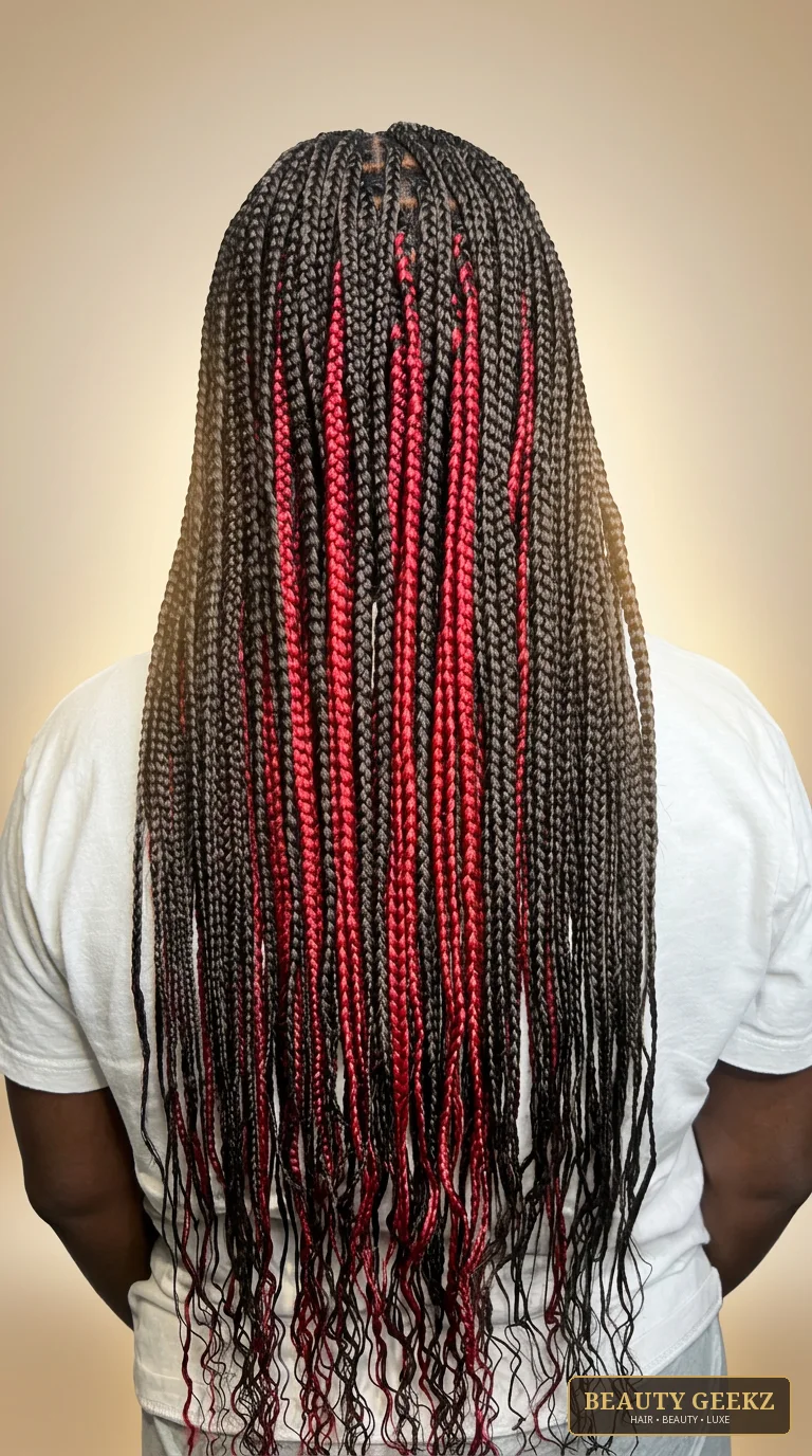 Black and red braids by Beauty Geekz