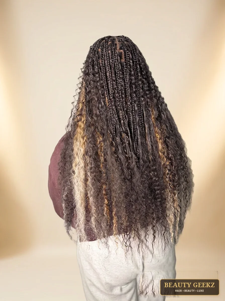 Boho braids with blonde accents by Beauty Geekz