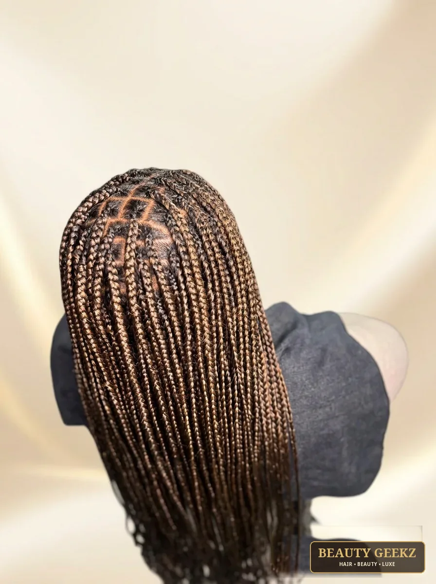 Honey brown knotless braids by Beauty Geekz
